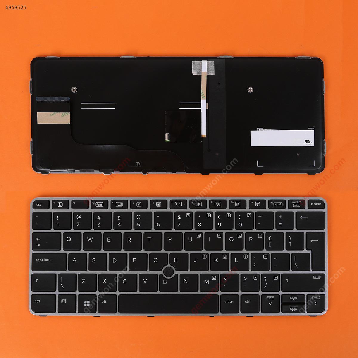 Picture of New Replacement Laptop Keyboard For HP EliteBook 820 G3 SILVER FRAME BLACK (Backlit,with point,Win8) Big Enter US Layout