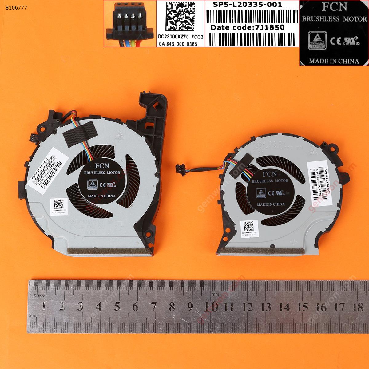 Picture of New Replacement CPU Cooling Fan For HP PAVILION 15-CX 15-CX0060TX TPN-C133 （CPU+GPU FAN L+R ，Original，90%new) DFS501105PR0T DFS481305MC0T Layout