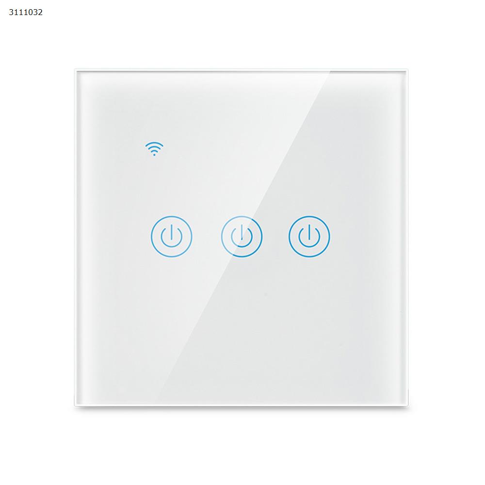 Picture of Wifi smart wall switch three European standard mobile phone remote control intelligent wireless remote control voice timer switch