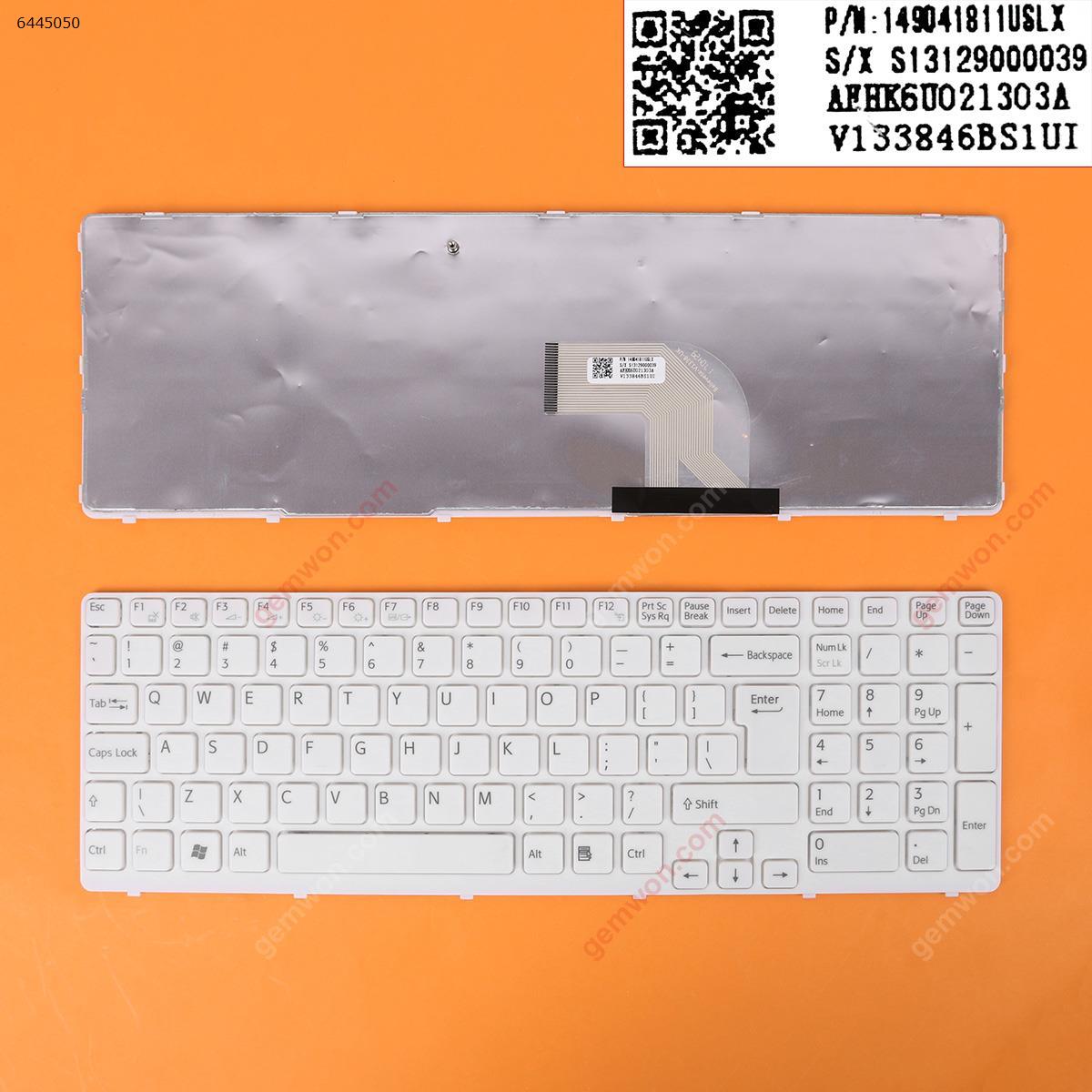 Picture of New Replacement Laptop Keyboard For SONY SVE15 WHITE FRAME WHITE OEM UI Layout