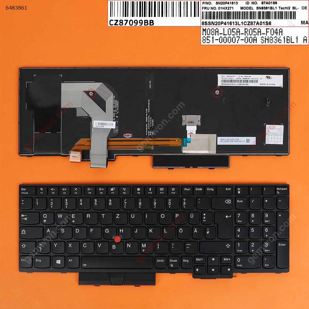 Picture of New Replacement Laptop Keyboard For lenovo IBM ThinkPad P51S T570 BLACK FRAME BLACK(For Win8,With Point,Cable fold) GR Layout
