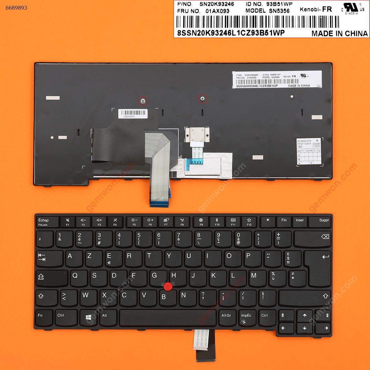 Picture of New Replacement Laptop Keyboard For ThinkPad Edge E470 E475 BLACK FRAME BLACK(With Point stick,Win8) FR Layout