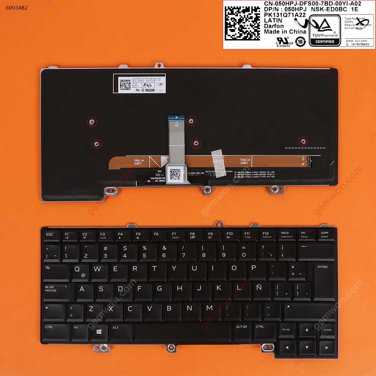 Picture of New Replacement Laptop Keyboard For Dell Alienware 15 R3 BLACK（ Colorful Backlit） LA Layout