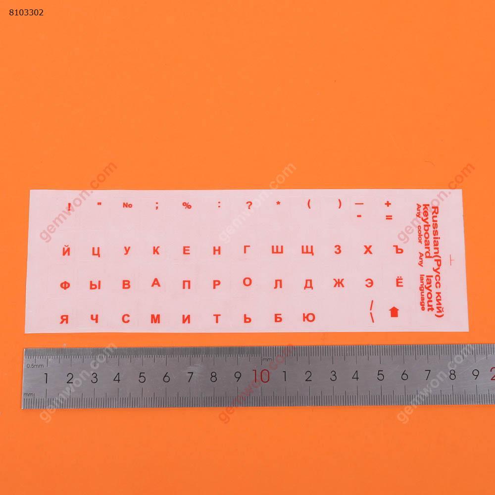 Picture of RU Keyboard Sticker,Transparent keyboard film, red letters. Change keyboard language layout by stick lables on keyboard keys.