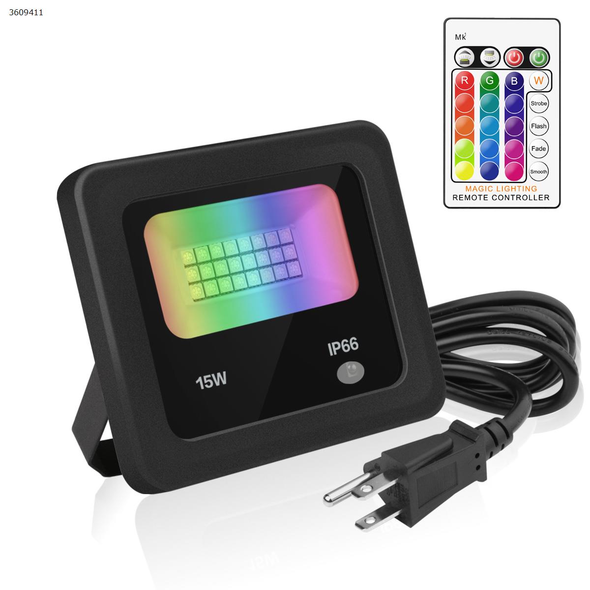 Picture of LED15w colorful RGB remote control color changing floodlights floodlights (single pack US)