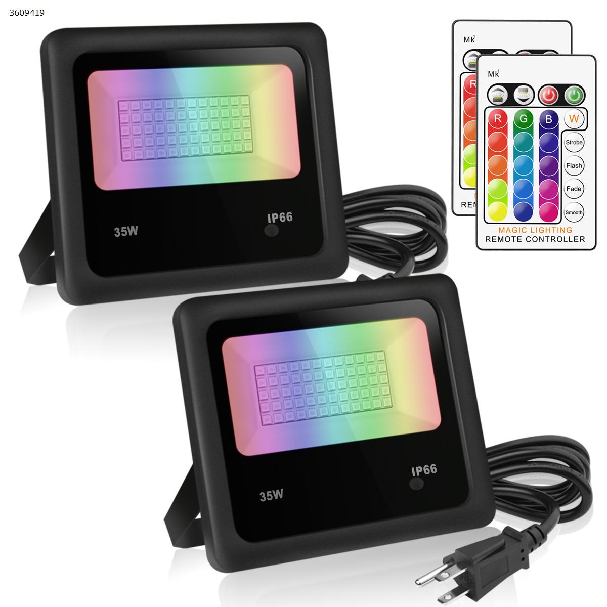 Picture of LED35w colorful RGB remote control color changing floodlights floodlights (Two packs US)