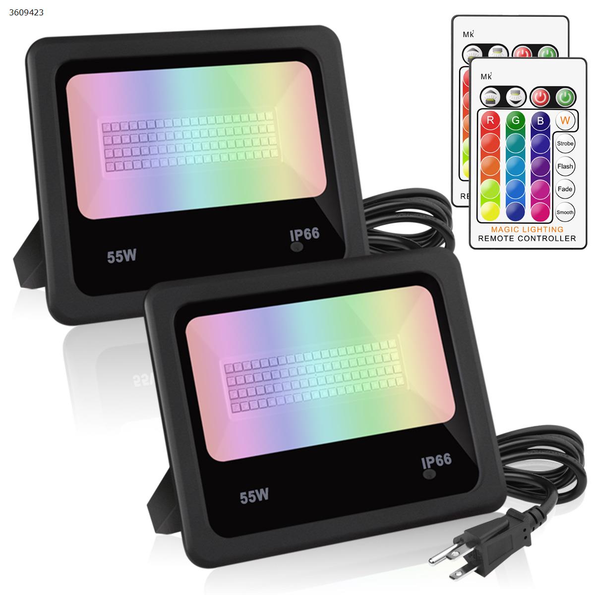 Picture of LED55w colorful RGB remote control color changing floodlights floodlights (Two packs US)