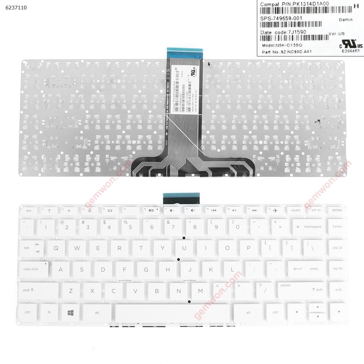Picture of New Replacement Laptop Keyboard For HP Pavilion  14-AX  White (Without FRAME ,WIN8) US Layout