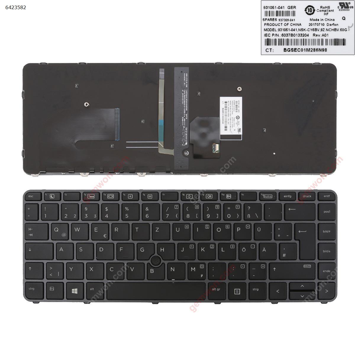 Picture of New Replacement Laptop Keyboard For HP EliteBook 840 G3 GRAY FRAME BLACK (with point, Backlit,Win8) GR Layout