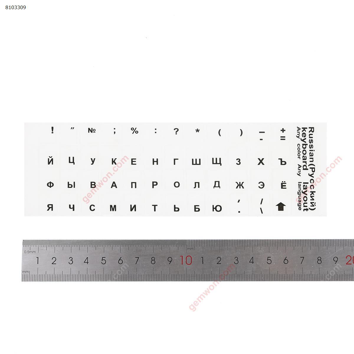 Picture of RU Keyboard Sticker,Transparent keyboard film, black letters. Change keyboard language layout by stick lables on keyboard keys.