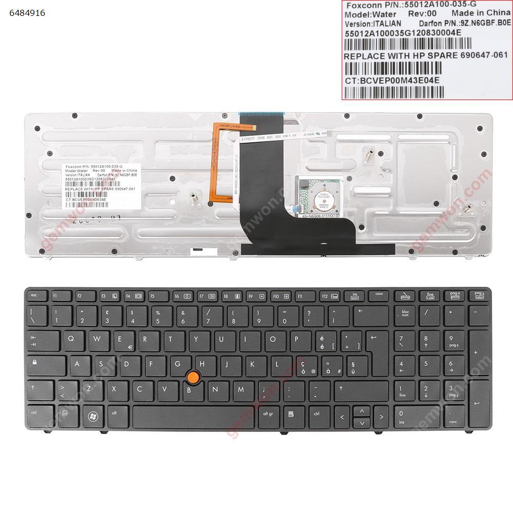 Picture of New Replacement Laptop Keyboard For HP  8570W GRAY FRAME GRAY(With Point stick,Backlit) IT Layout