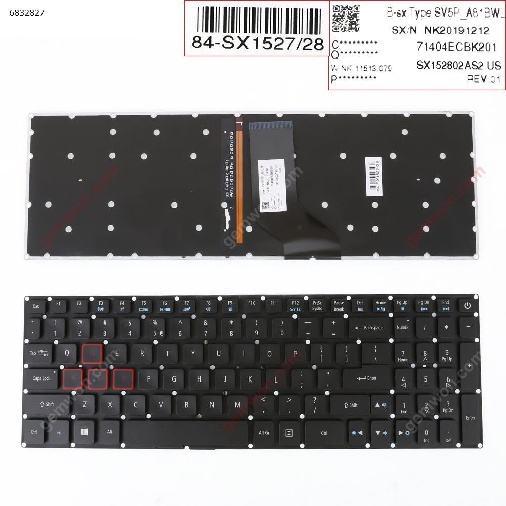 Picture of New Replacement Laptop Keyboard For Acer Aspire VX15 VN7-793G VX5-591G VX5-591G-52WN  VX5-591G-707K  VX5-591 BLACK （backlit） US Layout
