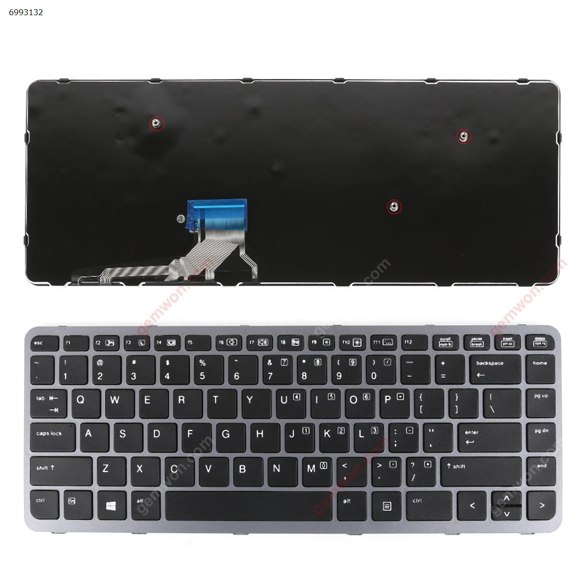 Picture of New Replacement Laptop Keyboard For HP EliteBook Folio 1040 G1 GRAY  FRAME BLACK (Win8) US Layout