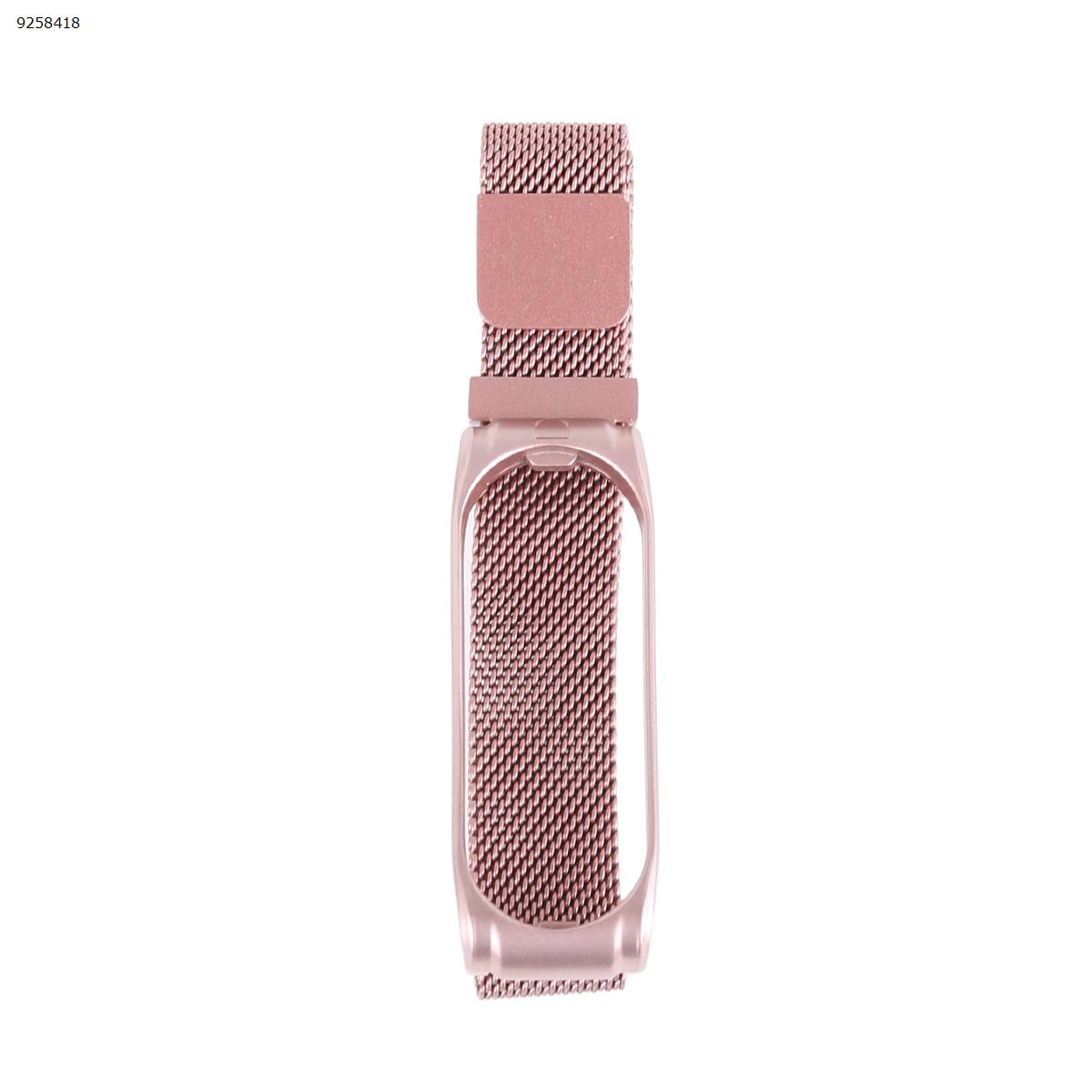 Picture of Applicable millet 4 bracelets Xiaomi 3 Milan strap Nice magnetic loopback wrist strap metal frame stainless steel mesh belt（pink-L）