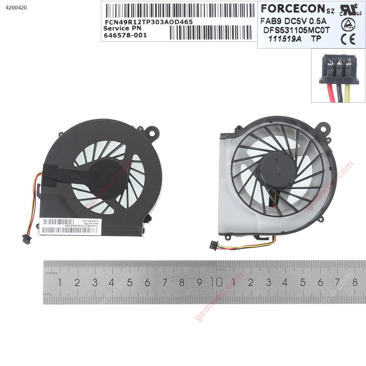 Picture of New Replacement CPU Cooling Fan For HP CQ42 G42  CQ56  G4-1000 G6-1000(3 pins,Original) DFS531105MC0T    FAAX000EPA     FAR1200EPA 646578-001 Layout