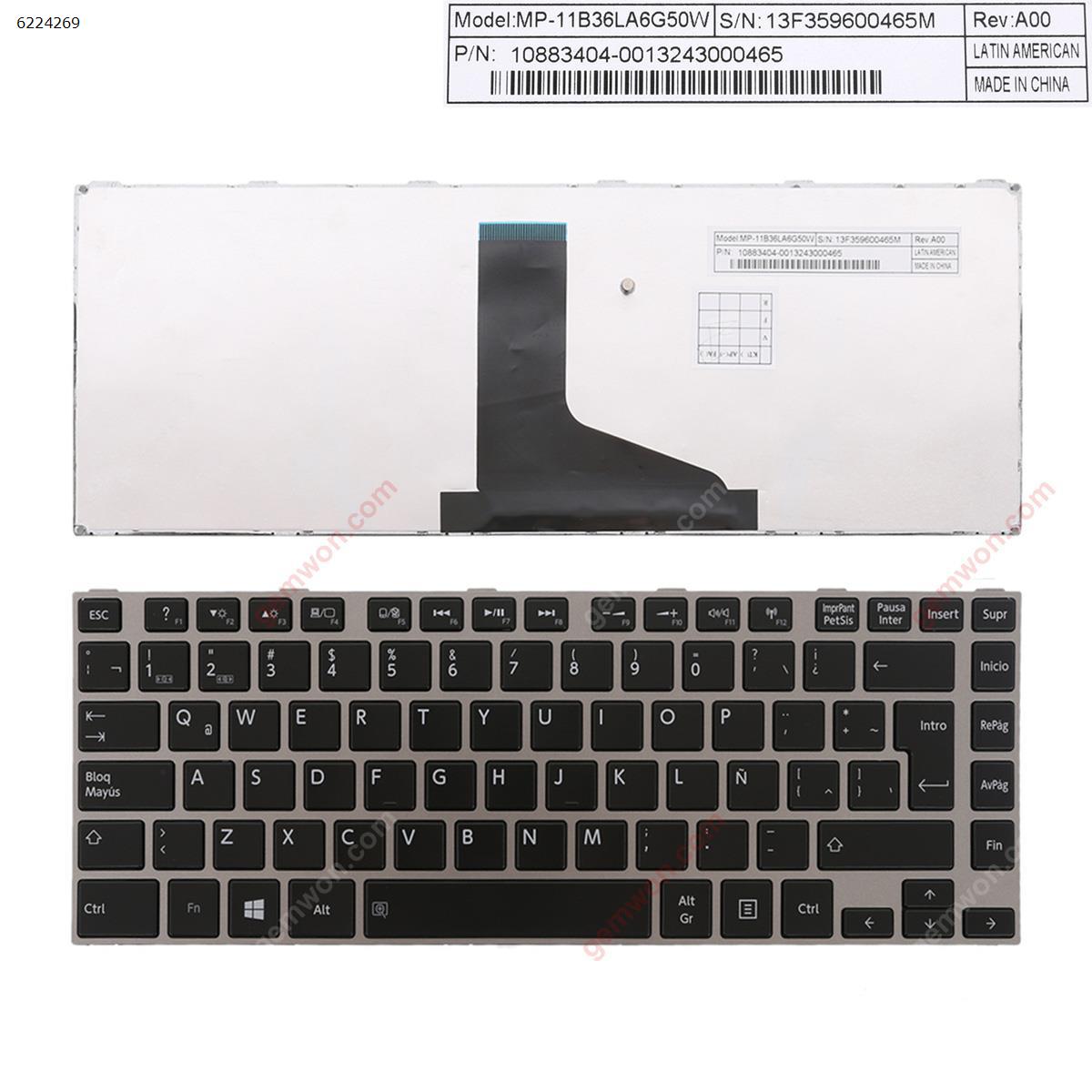 Picture of New Replacement Laptop Keyboard For TOSHIBA L830 L840 SILVER  FRAME BLACK(For Win8) LA Layout