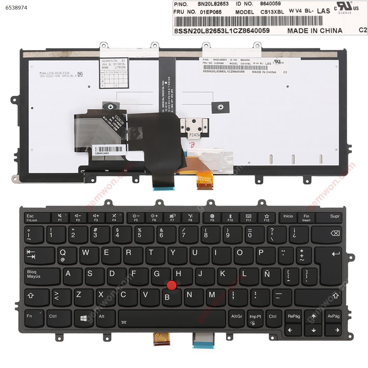 Picture of New Replacement Laptop Keyboard For IBM Thinkpad X270 BLACK FRAME BLACK(Backlit ,With Point，Compatible with  X240 X240S X250 X260For Win8) LA Layout
