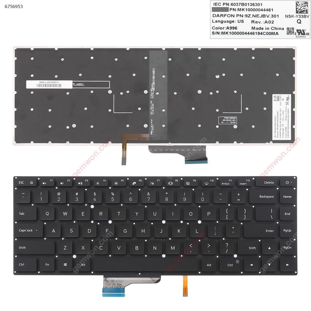 Picture of New Replacement Laptop Keyboard For Xiao MI  15.6  Black (Without FRAME，Backlit,WIN 8） US Layout