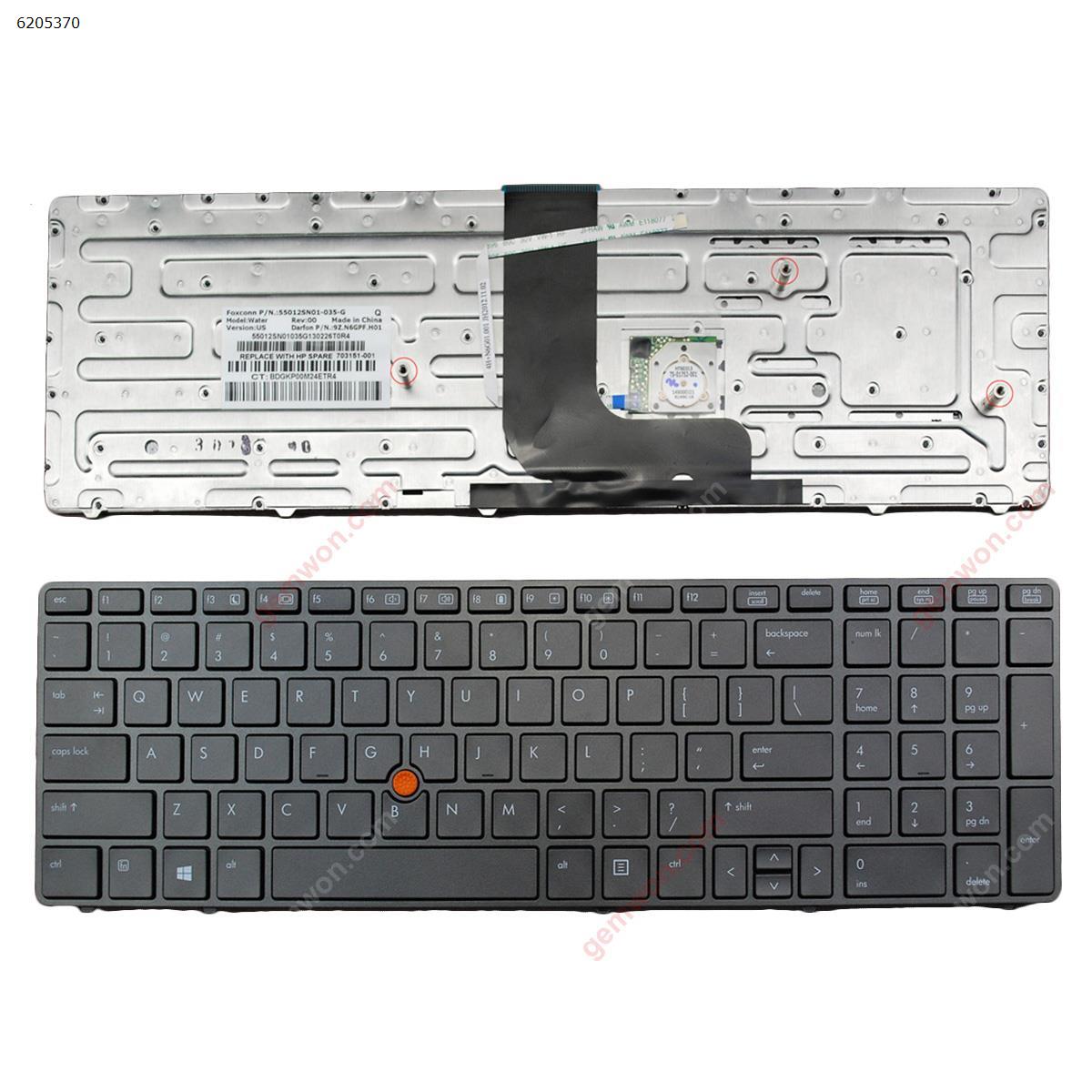 Picture of New Replacement Laptop Keyboard For HP 8560W 8570W GRAY FRAME GRAY(With Point stick,For Win8) US Layout
