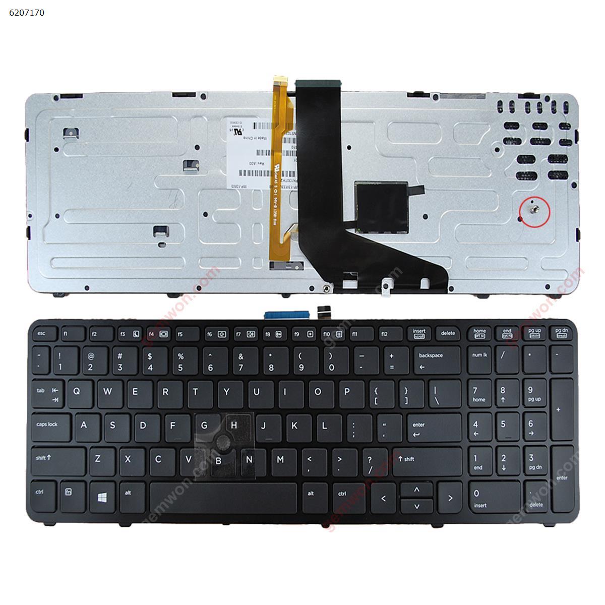 Picture of New Replacement Laptop Keyboard For  HP  ZBook 15 17 G1 G2 BLACK FRAME BLACK (With Point stick,backlit, For Win8) US Layout