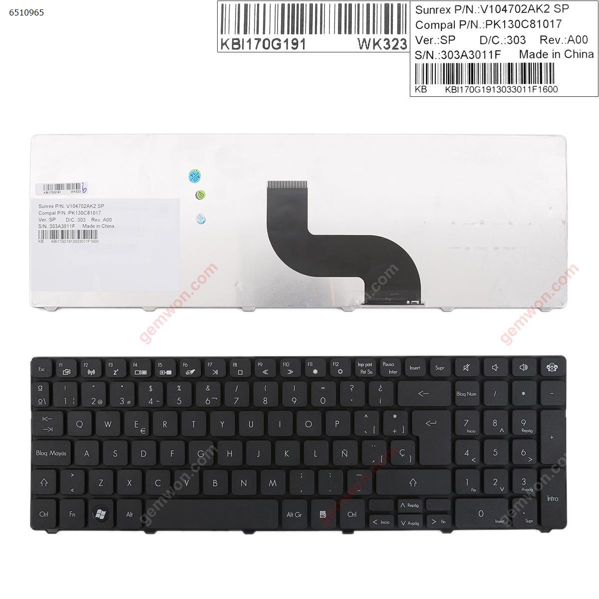 Picture of New Replacement Laptop Keyboard For GATEWAY ID 15.6"/Packard Bell TM81 TM86 TM87 TM89 TM94 TX86/NV50A BLACK OEM SP Layout