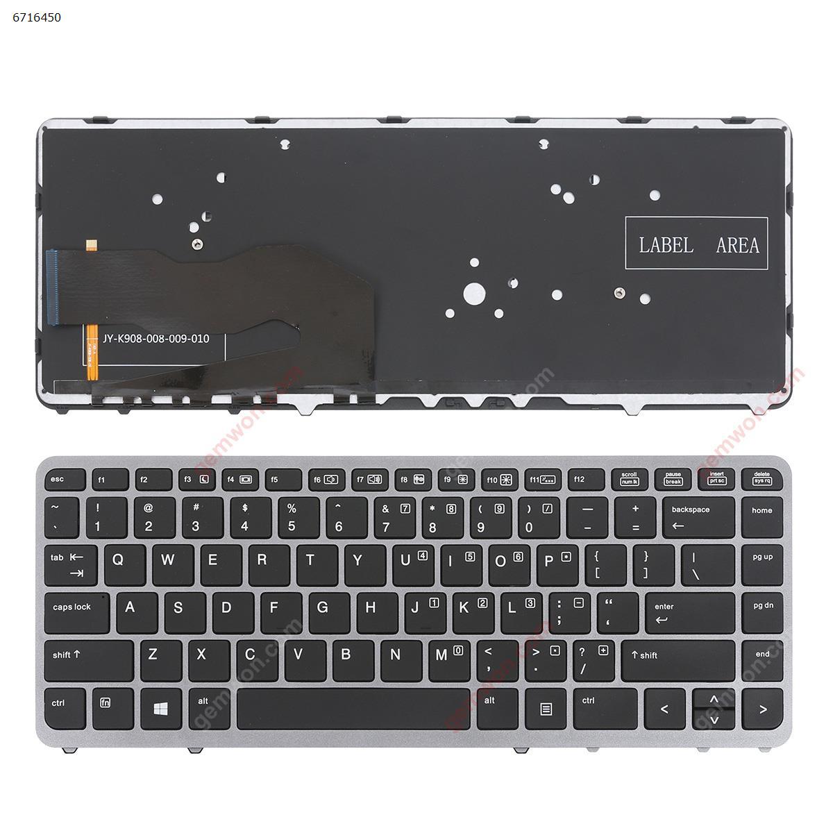 Picture of New Replacement Laptop Keyboard For HP EliteBook 840 G1 850 G1 GRAY  FRAME BLACK (without  point,Backlit,Win8) US Layout