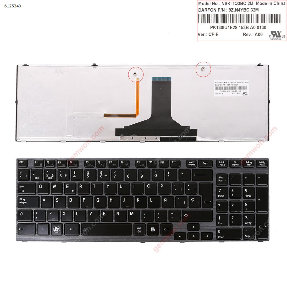 Picture of New Replacement Laptop Keyboard For TOSHIBA P750 P750D P755 P755D Qosmio X770 X775 BLACK FRAME BLACK (Backlit) SP Layout