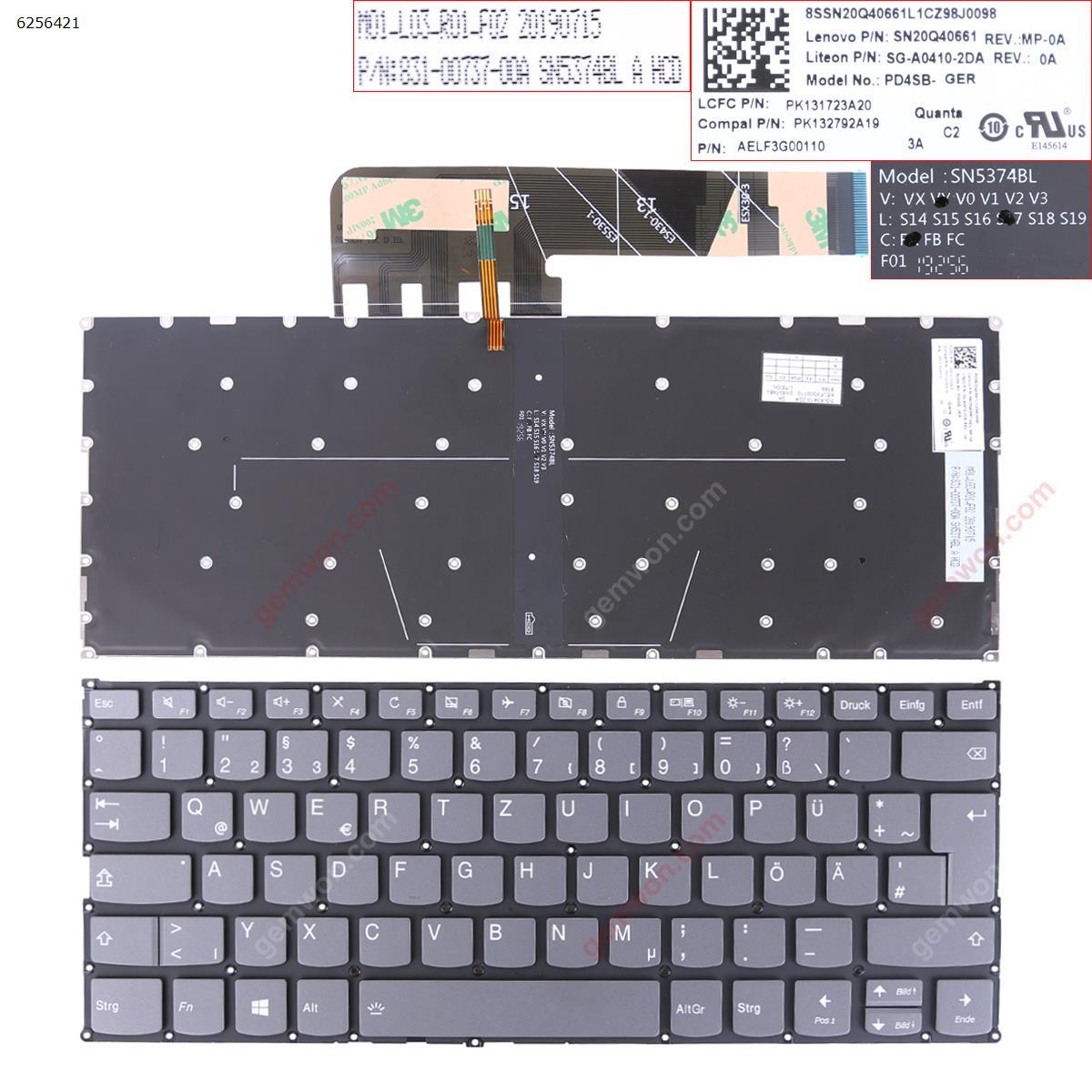 Picture of New Replacement Laptop Keyboard For IBM Lenovo Yoga 530-14IKB 530-14ARR   730-13ikb 730-13iwl 730-15ikb 730-15iwl   GRAY （backlit , without frame ，win8） GR Layout
