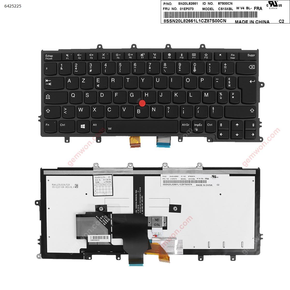Picture of New Replacement Laptop Keyboard For IBM Thinkpad X270  BLACK FRAME BLACK(Backlit ,With Point ，For Win8) FR Layout