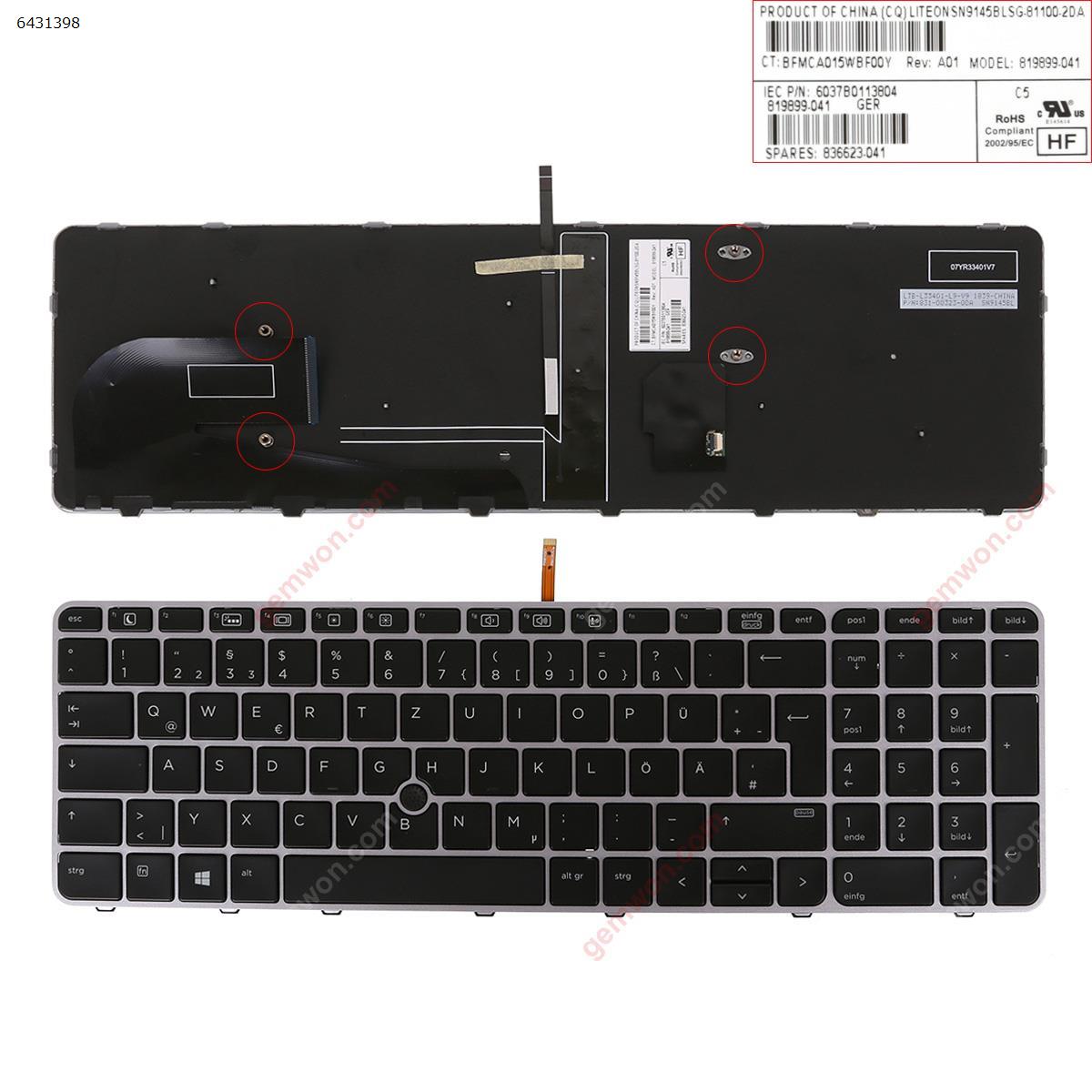 Picture of New Replacement Laptop Keyboard For HP EliteBook 755 G3 850 G3 850 G4 ZBook 15u G3 G4 SILVER  FRAME BLACK (with point,Backlit,Win8) GR Layout