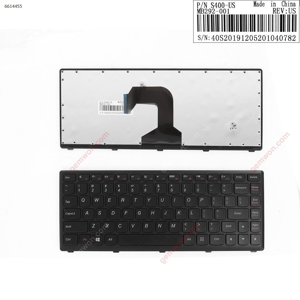 Picture of New Replacement Laptop Keyboard For LENOVO S400 BLACK FRAME BLACK  (For Win8) US Layout