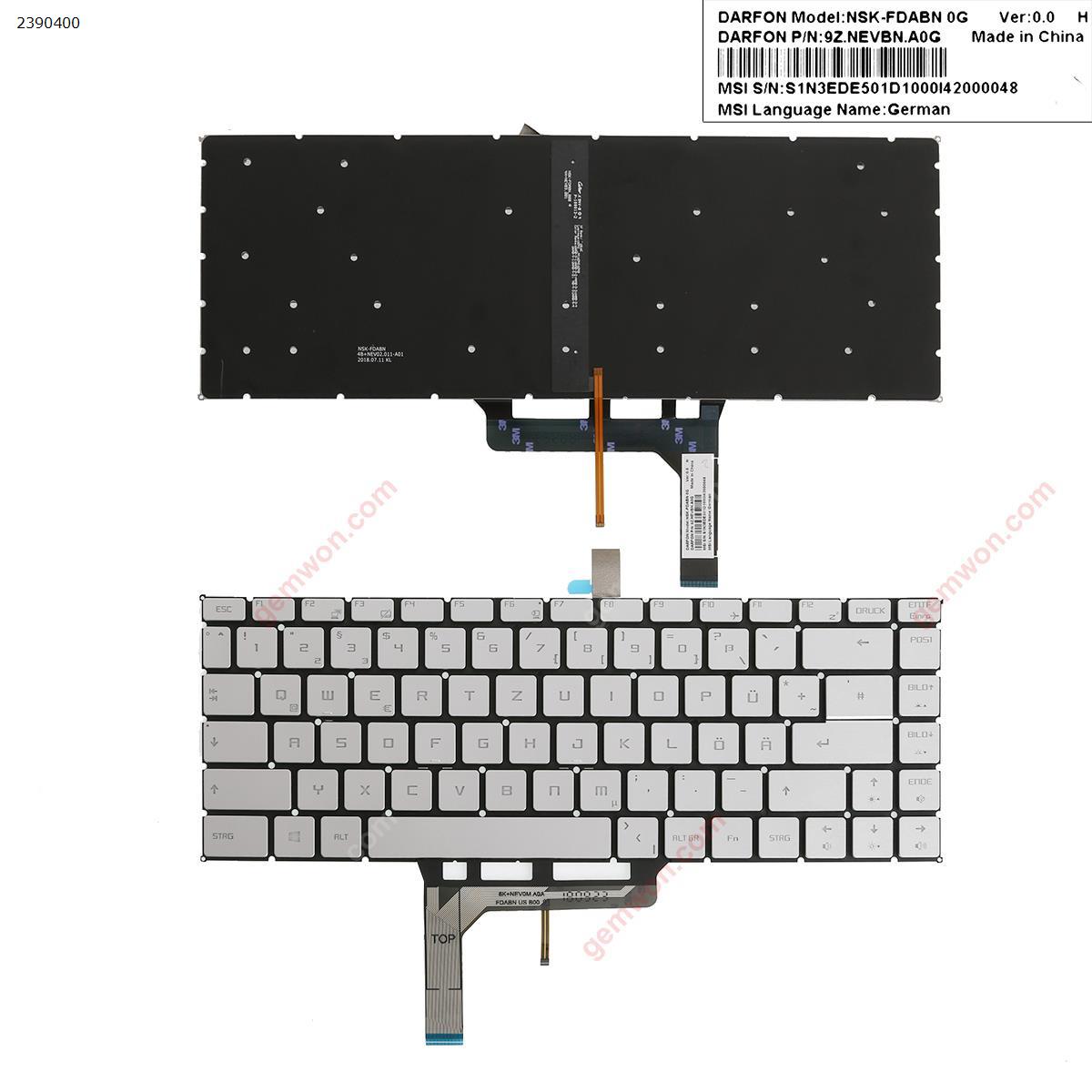 Picture of New Replacement Laptop Keyboard For MSI GS65 GS65 Stealth GS65VR MS-16Q2 SILVER (Backlit,Without FRAME) WIN8 GR Layout