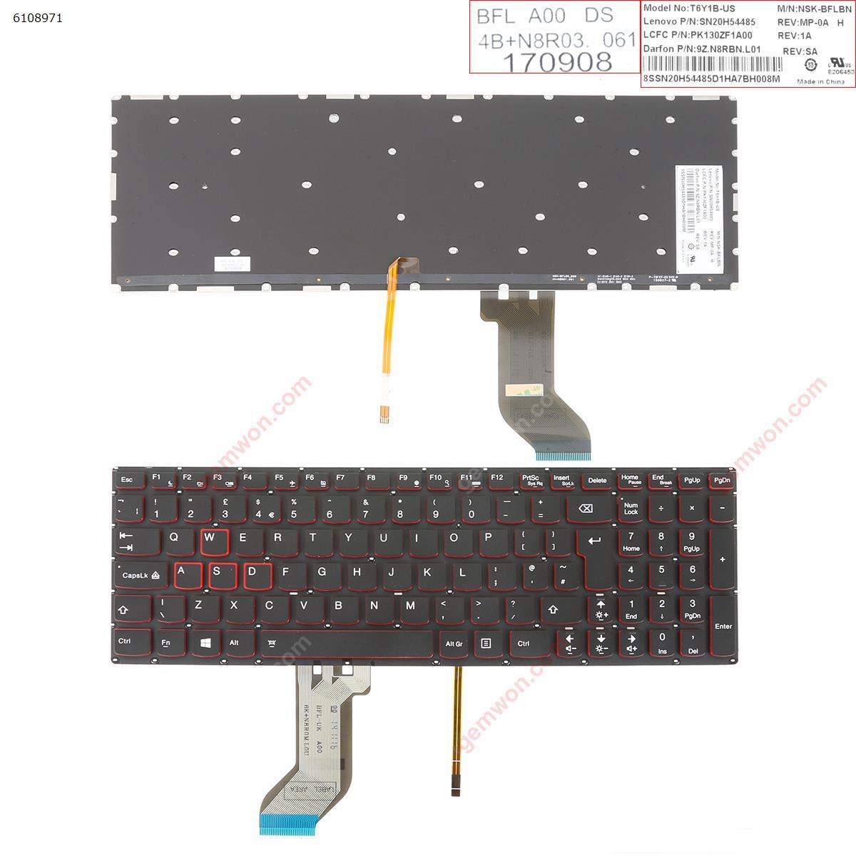 Picture of New Replacement Laptop Keyboard For Lenovo Ideapad Y700-15 BLACK (Red side,Backlit,WIN8,without FRAME) Uk Layout