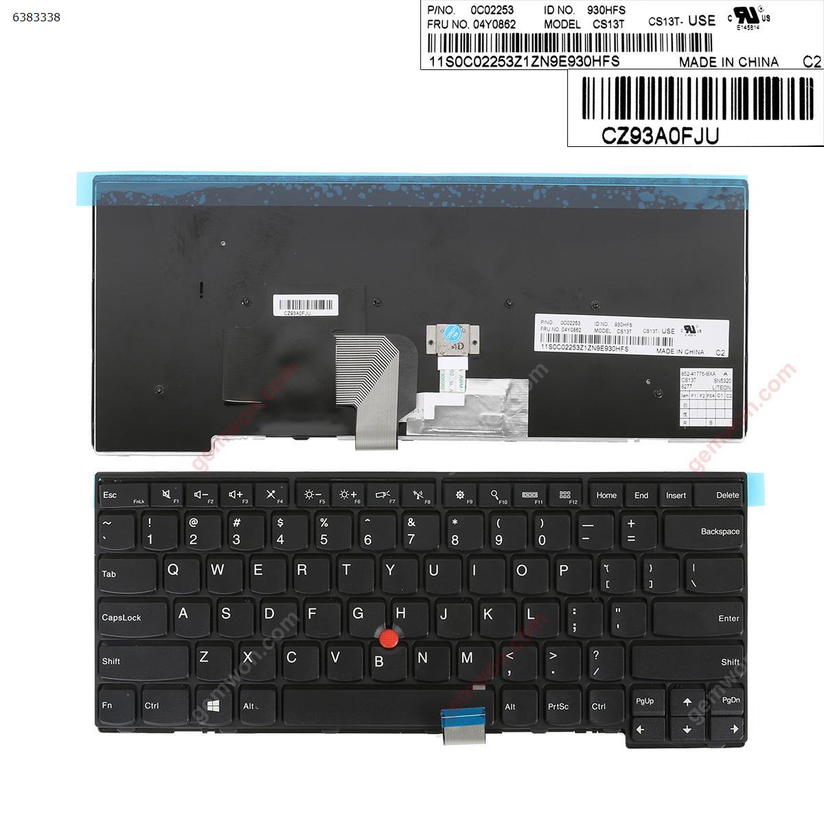 Picture of New Replacement Laptop Keyboard For Thinkpad T440 T440P T440S T450 T450s T431s E431 BLACK FRAME BLACK WIN8( With  Point stick) US Layout