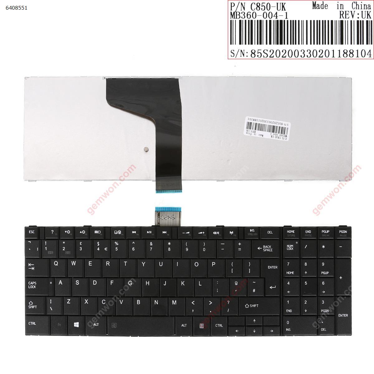 Picture of New Replacement Laptop Keyboard For TOSHIBA C850 BLACK(For Win8) Uk Layout