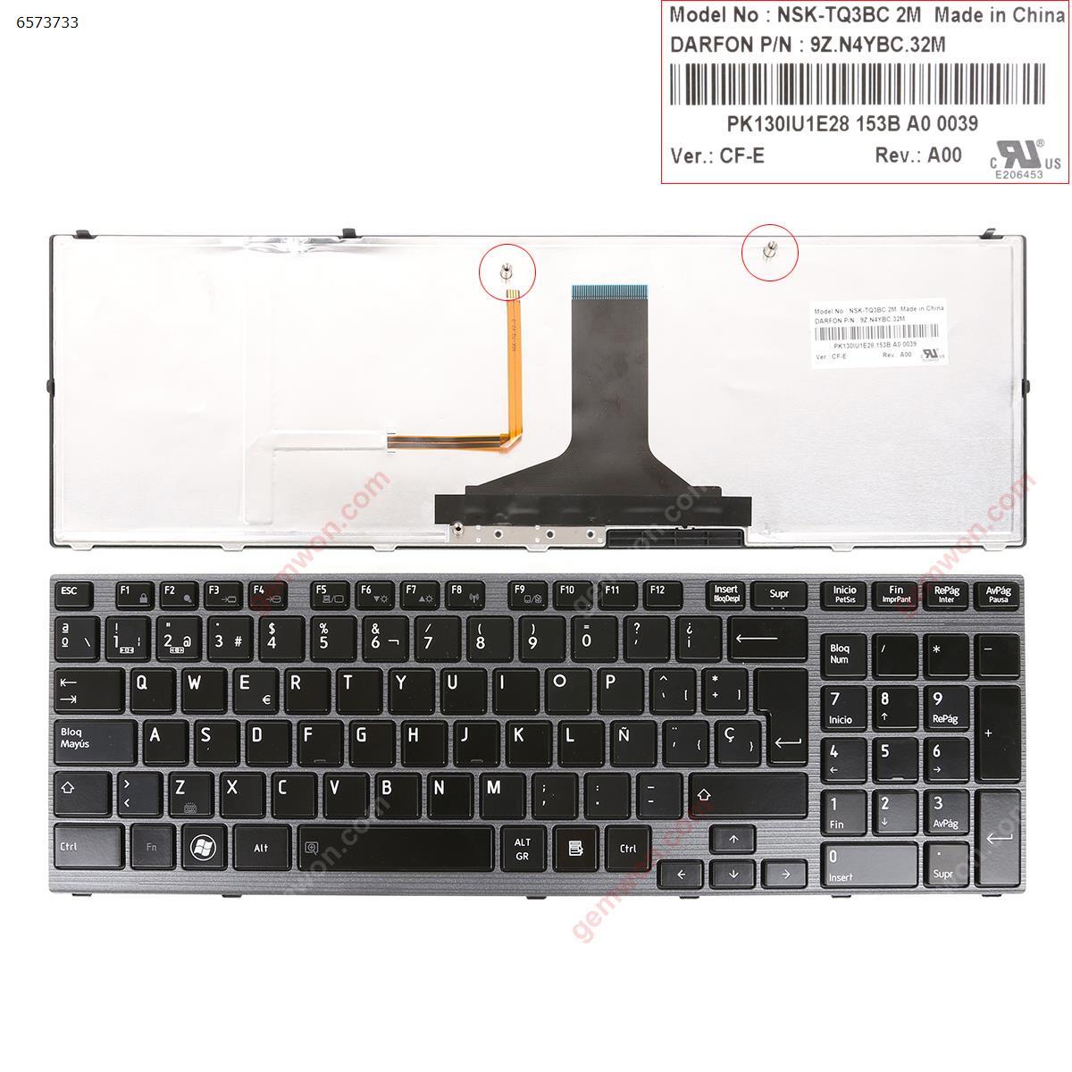 Picture of New Replacement Laptop Keyboard For TOSHIBA P750 P750D P755 P755D Qosmio X770 X775  GRAY FRAME BLACK (Backlit,  WIN 7) SP Layout