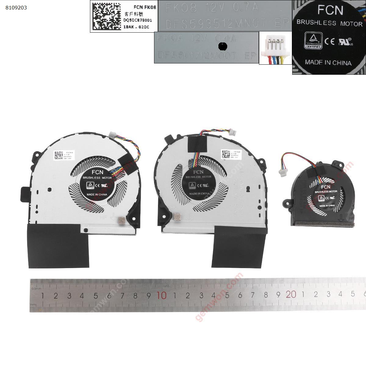 Picture of New Replacement CPU Cooling Fan For Asus gl703 s7b（Left+Right Original) N/A Layout