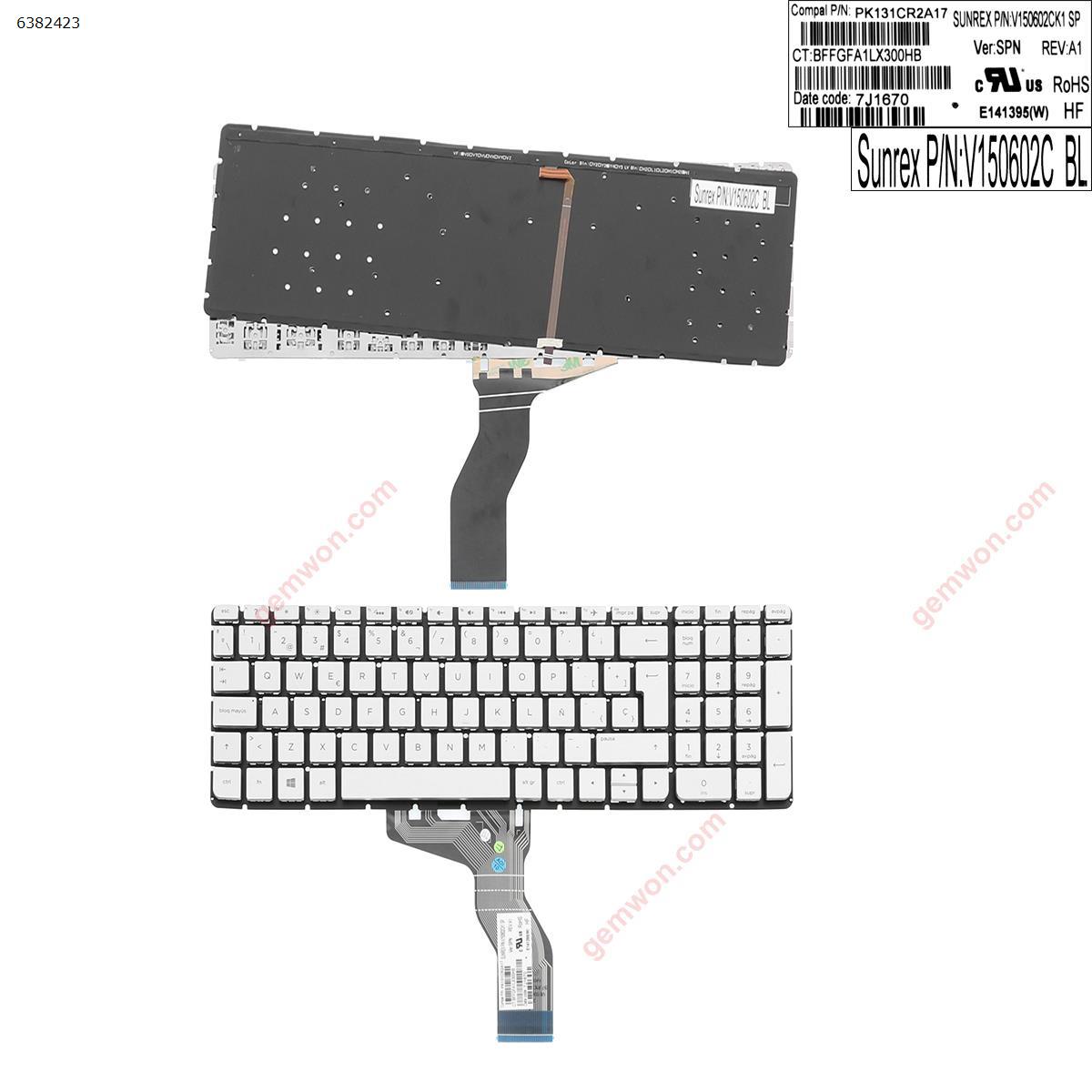 Picture of New Replacement Laptop Keyboard For HP Pavilion 15-AB SILVER(Backlit,Without FRAME,Win8) SP Layout