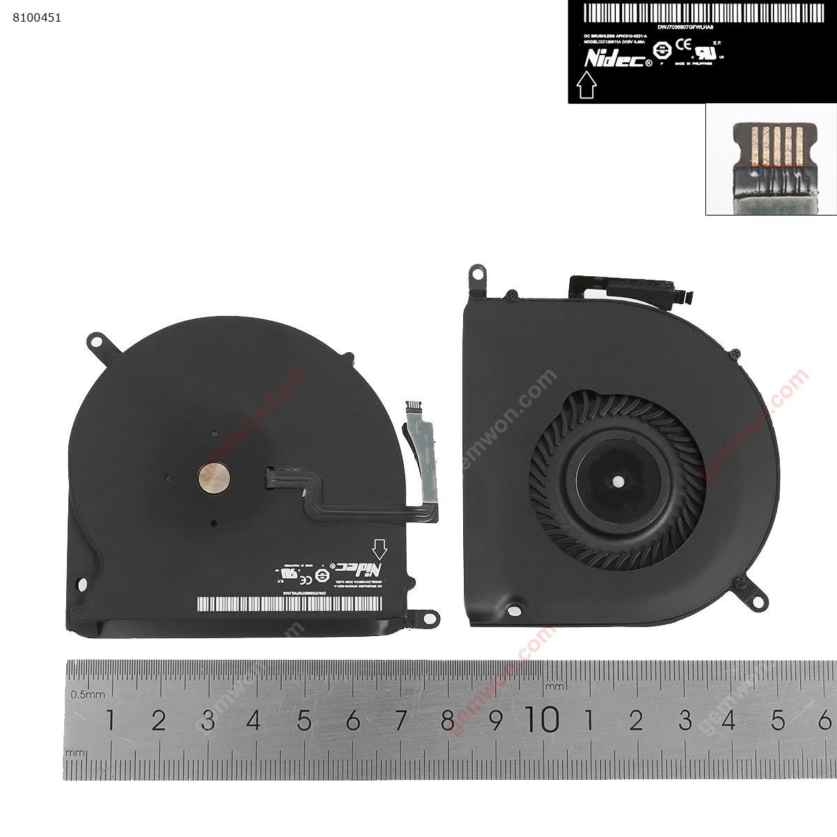 Picture of New Replacement CPU Cooling Fan For APPLE retina A1398 MC975 MC976(2013-2015, left Side（Near the side of the card reader，High copy) N/A Layout