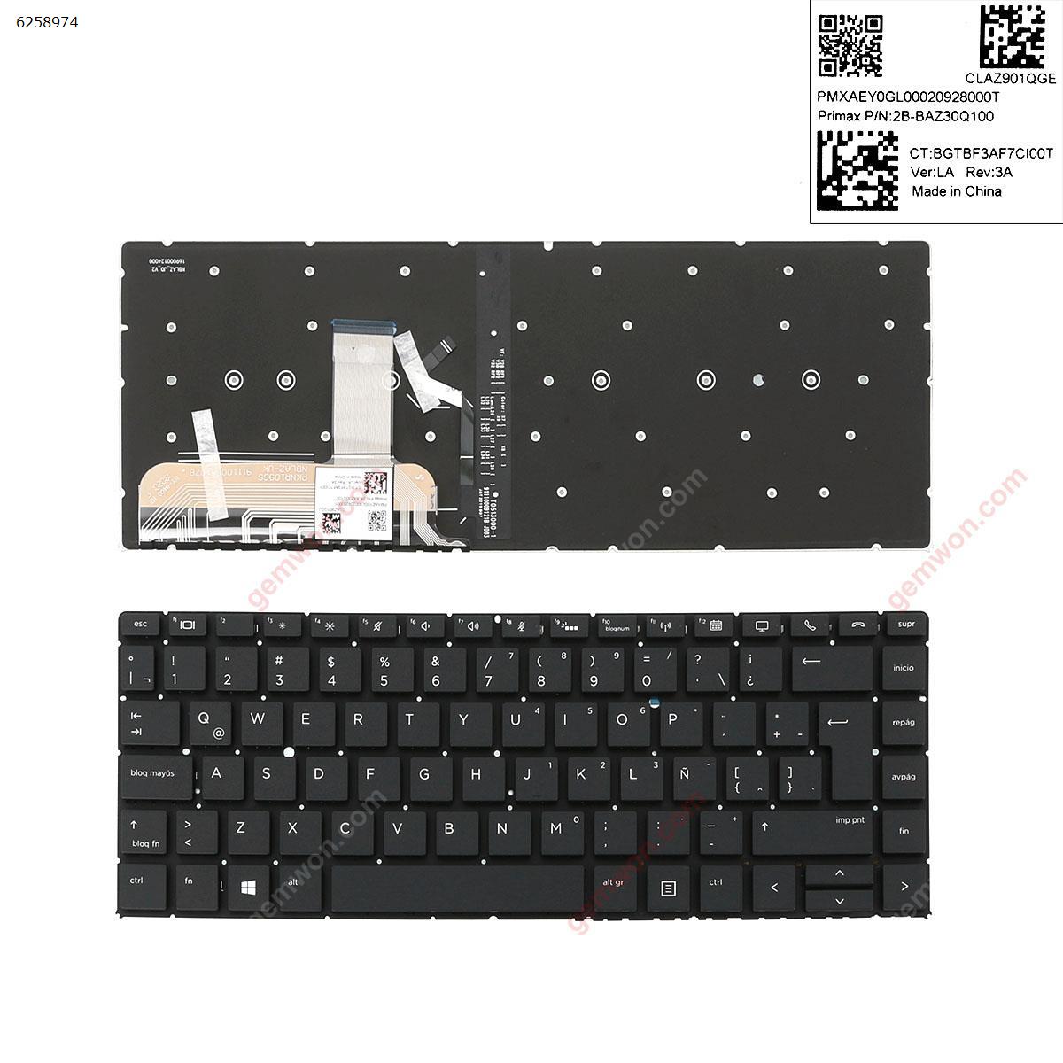 Picture of New Replacement Laptop Keyboard For HP EliteBook Folio 1040 G5 BLACK ( without frame , Backlit,Win8) LA Layout