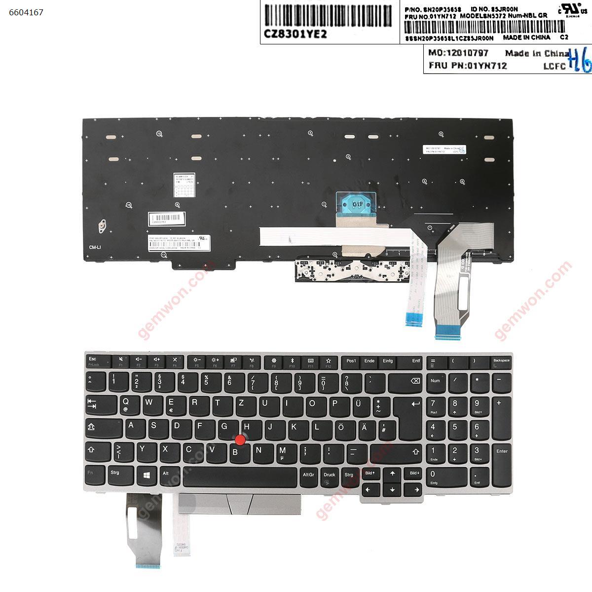 Picture of New Replacement Laptop Keyboard For Lenovo Thinkpad E580 L580  SILVER FRAME BLACK (With point，Win8) Gr Layout