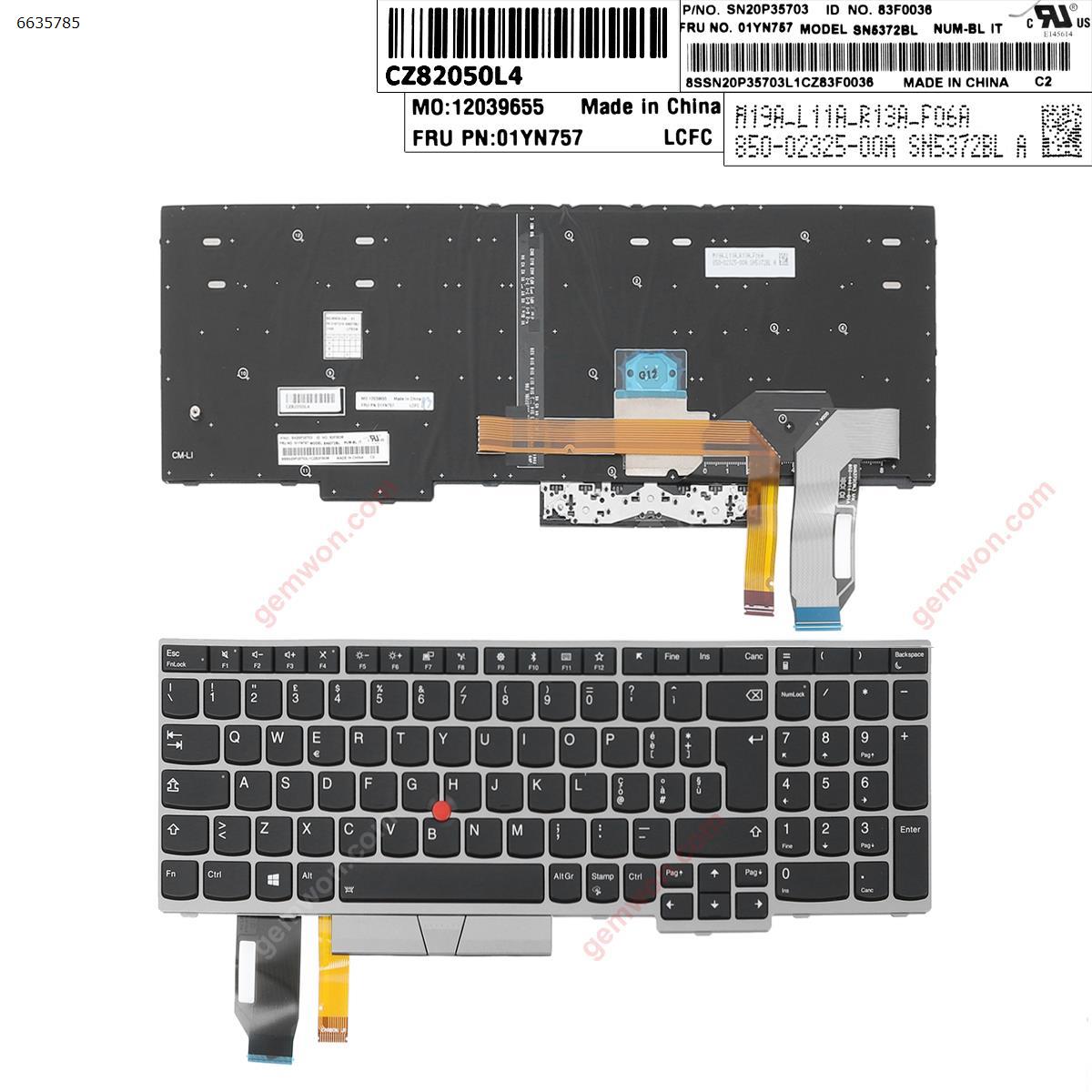 Picture of New Replacement Laptop Keyboard For IBM Thinkpad E580 L580 SILVER FRAME BLACK ( Backlit, with point stick ,For Win8) IT Layout