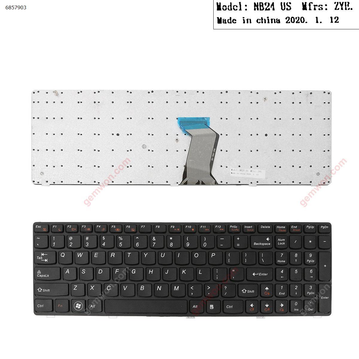 Picture of New Replacement Laptop Keyboard For LENOVO Ideapad Z580 V580 G580 BLACK FRAME BLACK  （Without  Foil ,  OEM   ） US Layout