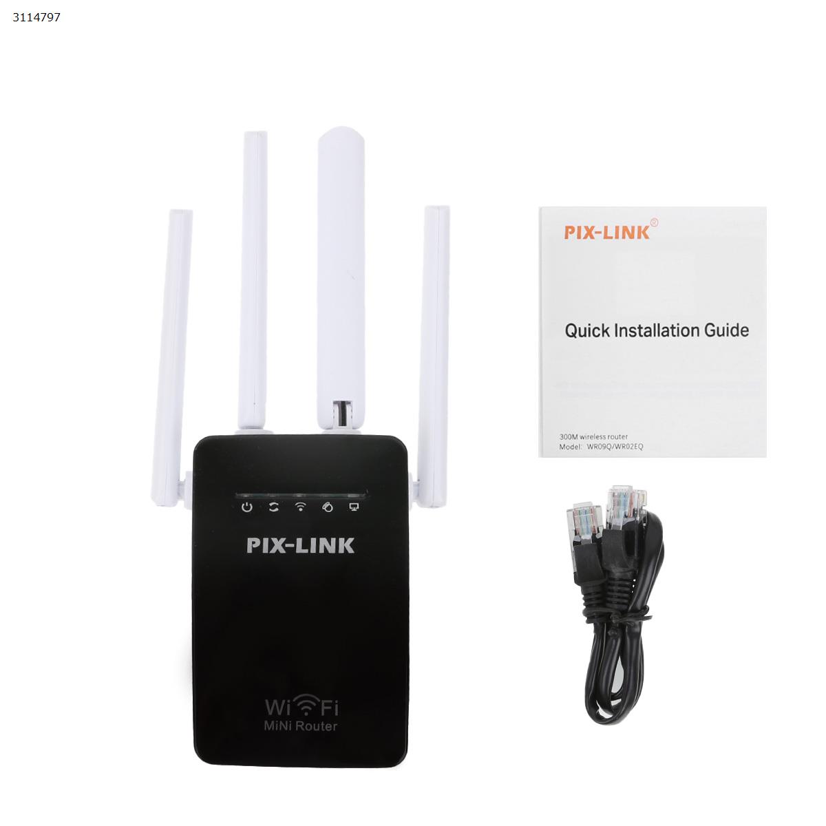 Picture of PIXLINK FOUR-ANTENNA ROUTER, wi-fi 300 mbps repeater amplifier WR09-UK-black