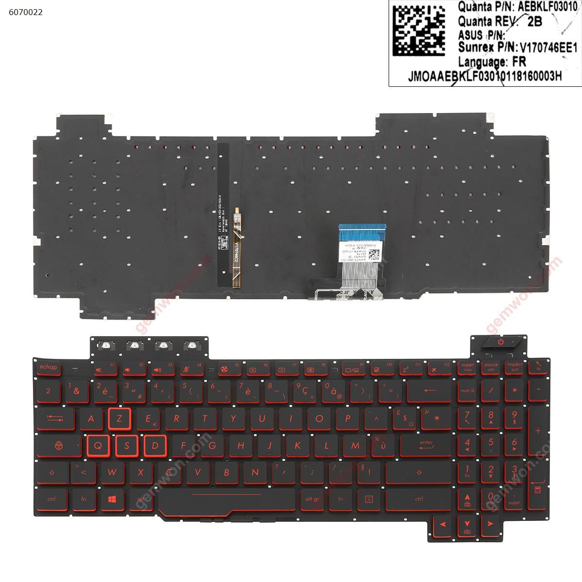 Picture of New Replacement Laptop Keyboard For Asus TUF Gaming FX504 FX504GD FX504GE FX504GM FX80 FX80GM , BLACK(  Backlit,Red Printing) WIN8 FR Layout