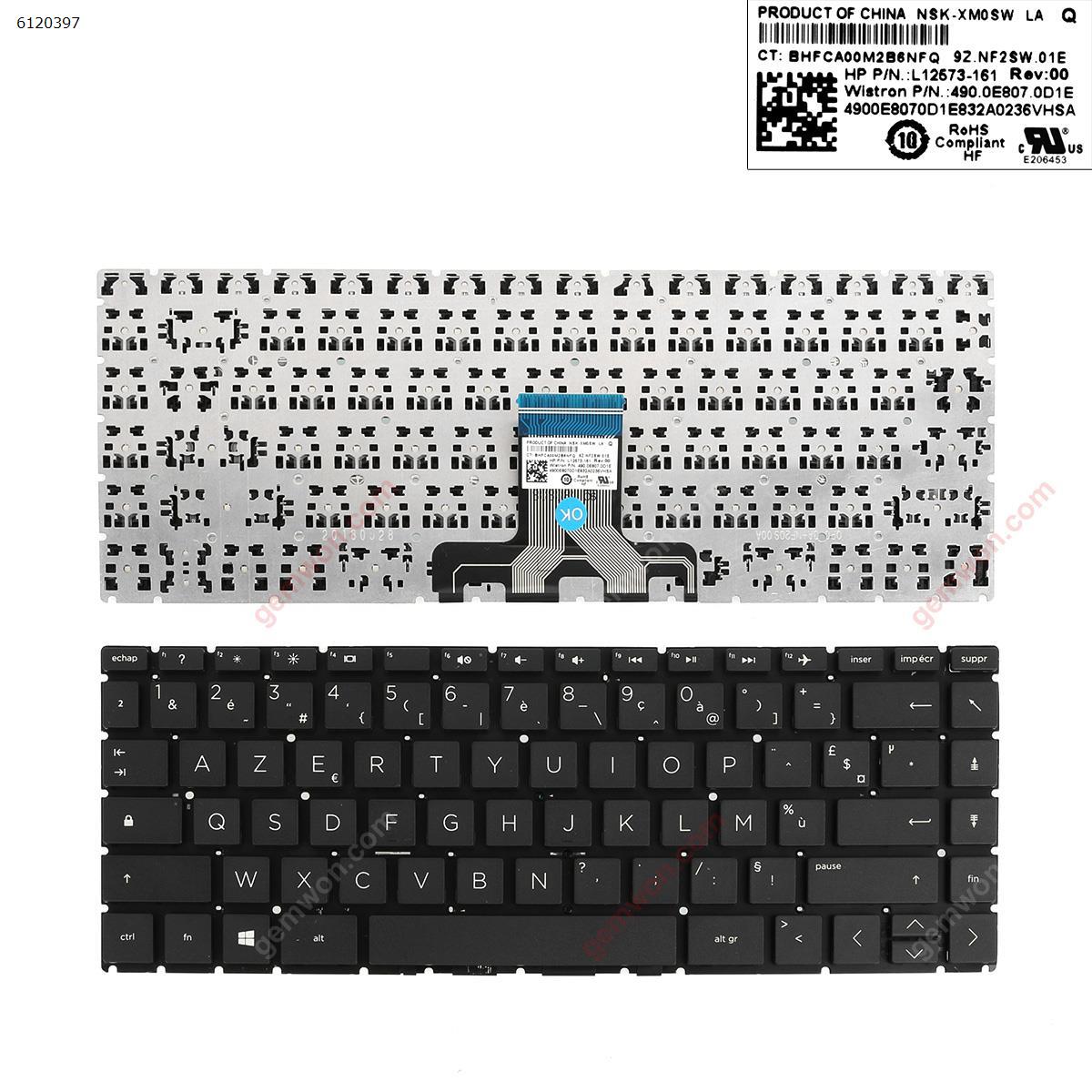 Picture of New Replacement Laptop Keyboard For HP 14-CD   BLACK , Without  Backlit ,  Small  Enter FR Layout
