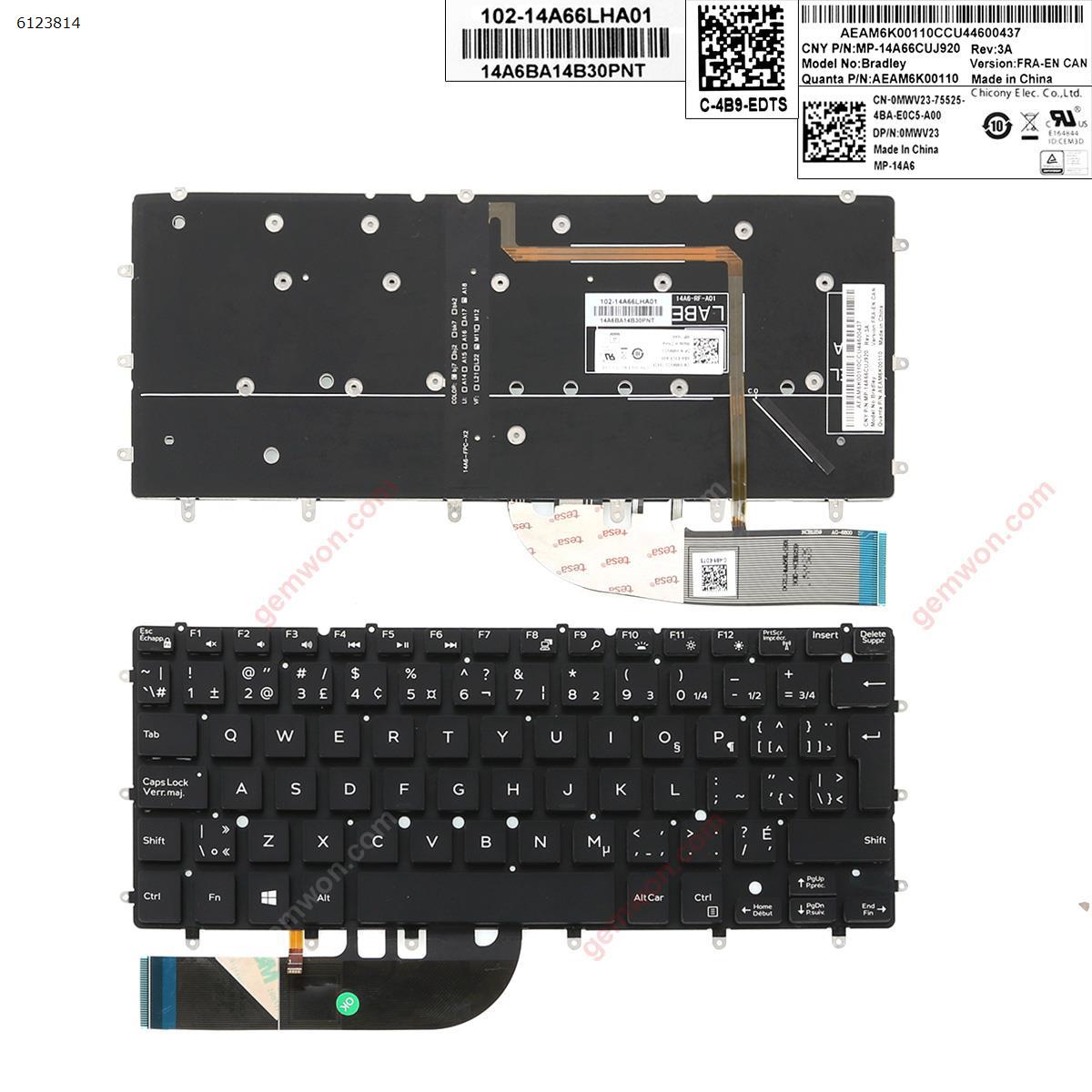 Picture of New Replacement Laptop Keyboard For DELL 9343    black  (with  backlit, big enter ) CA/CF Layout