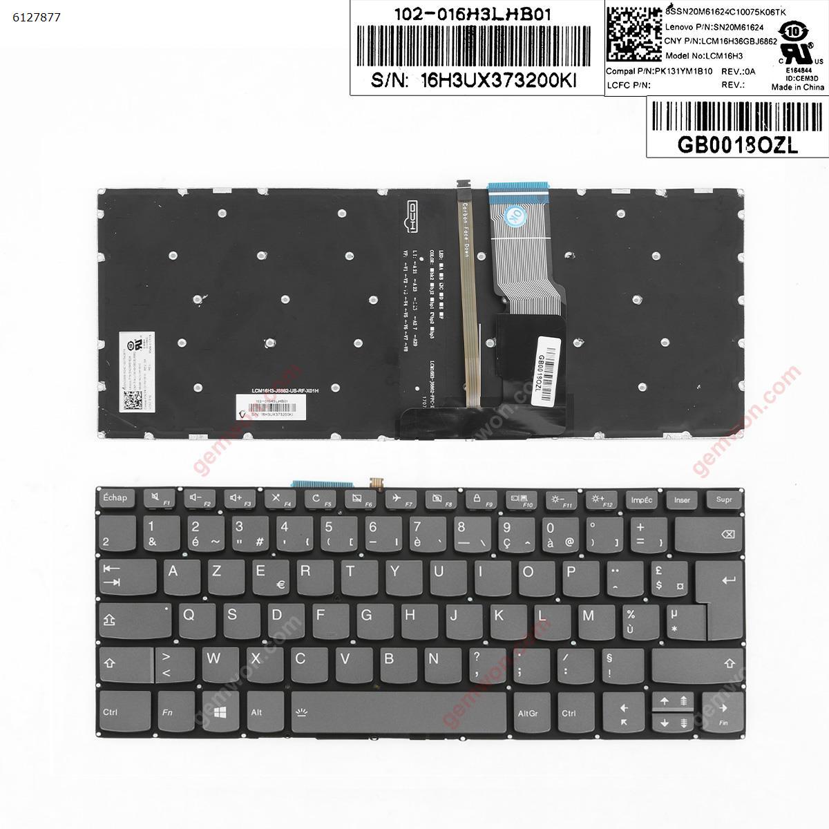 Picture of New Replacement Laptop Keyboard For LENOVO IdeaPad 320-14ISK 320S-14IKB 320S-14IKBR GRAY  , Backlit, Cable  Folded   ,Big Enter  ) FR Layout