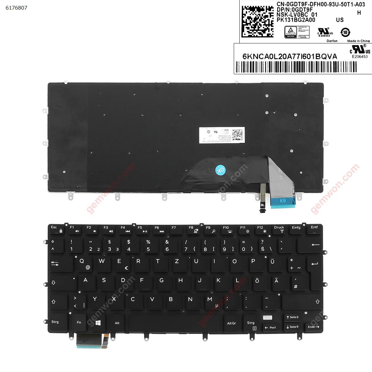 Picture of New Replacement Laptop Keyboard For DELL 9550      BLACK  (Backlit  ,  Big Enter  ,Cable  Folded   ) GR Layout