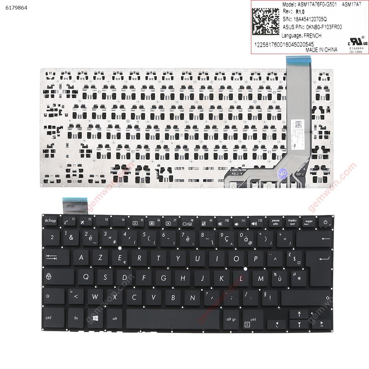 Picture of New Replacement Laptop Keyboard For ASUS X407 X407M X407MA X407UBR X407UA X407UB A407   BLACK  (  Without  Backlit  ,Big Enter  ,Cable  Folded  ) FR Layout